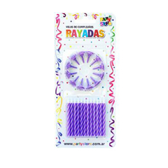 VELAS RAYADAS VIOLETA