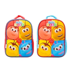 MOCHILA ESPALDA 12" BICHI KIDS CON MÚSICA 4 CARITAS ROJO - tienda online