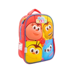 MOCHILA ESPALDA 12" BICHI KIDS CON MÚSICA 4 CARITAS ROJO