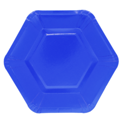 PLATOS HEXAGONAL POLIPAPEL AZUL X6