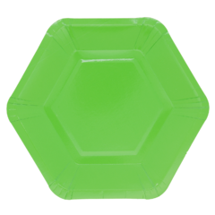 PLATOS HEXAGONAL POLIPAPEL VERDE MANZANA X6