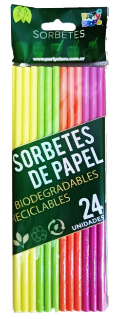 SORBETES DE POLIPAPEL COLORES FLUO X 24 - comprar online