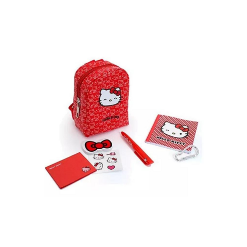 HELLO KITTY MINI MOCHILA CON ACCESORIOS ROJA