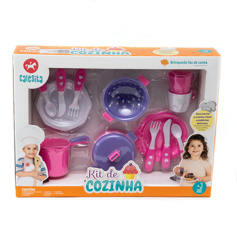 KIT DE COCINA EN CAJA ROSA Y LILA