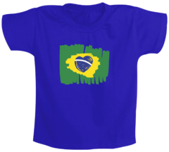 Camiseta Infantil Azul Bandeira Brasil Modelo 3