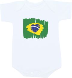 Camiseta Infantil Branca Bandeira Brasil Modelo 3 - comprar online