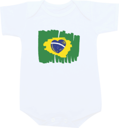 Camiseta Infantil Branca Bandeira Brasil Modelo 4 - comprar online