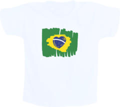 Camiseta Infantil Branca Bandeira Brasil Modelo 3