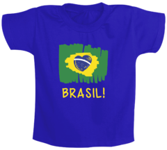 Camiseta Infantil Azul Bandeira Brasil Modelo 4