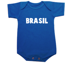 Body Bebê Azul Escrito Brasil