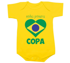 Body Bebê Amarelo Minha Primeira Copa - Coração