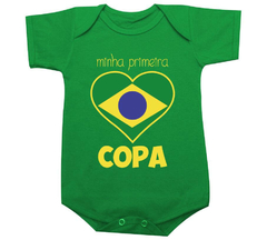 Body Bebê Verde Minha Primeira Copa - Coração