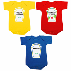 Body bebê Trigêmeos Ketchup, Mostarda e Maionese - comprar online