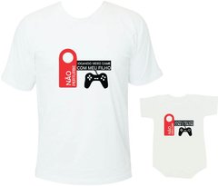 camisetas tal pai tal filho nao perturbe jogando video game