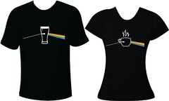 Camiseta Casal Namorado Pink Floyd Dark Side Cerveja e Café