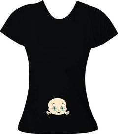 Camiseta Gestante Bebê espiando na barriga - Menino