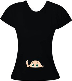 Camiseta Gestante Bebê espiando na barriga - Menino