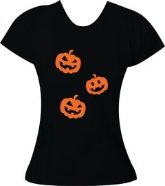 Camiseta Halloween Abóboras - Adulto feminina