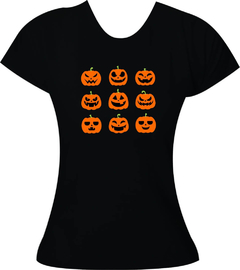 Camiseta Halloween Abóboras - Adulto feminina