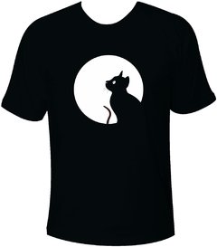 Camiseta Halloween Gato preto e Lua