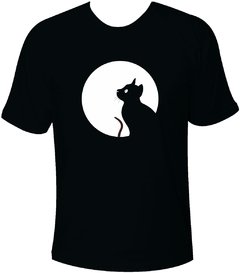 Camiseta Halloween Gato preto e Lua cheia - Adulto feminina - comprar online