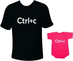 Camisetas Tal pai tal filha Ctrl C Ctrl V - Preta e rosa