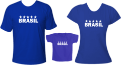 Kit família Camiseta Azul Brasil