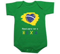 Body Bebê Verde Nasci para ver o Hexa