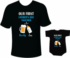 Camisetas Tal pai tal filha Nosso Primeiro Dia dos Pais - Our First Father's Day Together - Com nomes