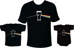 Camisetas Tal pai tal filho Pink Floyd Dark Side Cerveja, Copo de refrigerante e Mamadeira