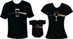 Kit família Camiseta Pink Floyd Cerveja Vinho e Mamadeira