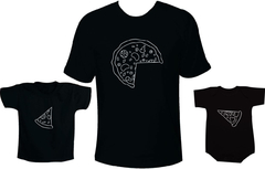 Camisetas Tal pai tal filho Pizza com 2 filhos