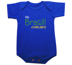 Camiseta Infantil Azul Vai Brasil Tamo Junto - comprar online