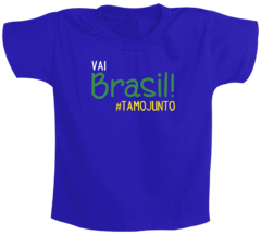 Camiseta Infantil Azul Vai Brasil Tamo Junto