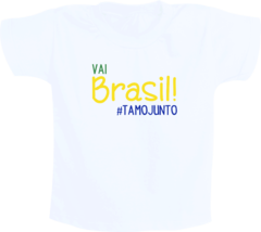 Camiseta Infantil Branca Vai Brasil Tamo Junto