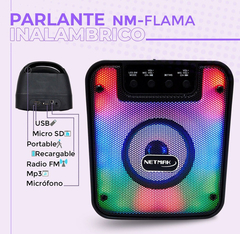 PARLANTE NETMAK NM-FLAMA BT KARAOKE C/PANEL LED - tienda online
