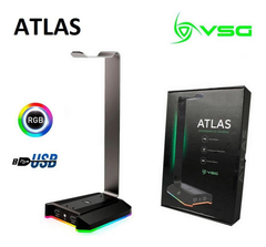 SOPORTE AURICULARES VSG ATLAS NEGRO RGB - TECNOPLAY