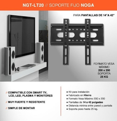 SOPORTE PARA TV LED NOGA NGT-LT20 - comprar online