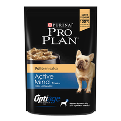 Pouch Pro Plan Adult Dog +7 Active Mind de pollo para Perros Senior x 100g