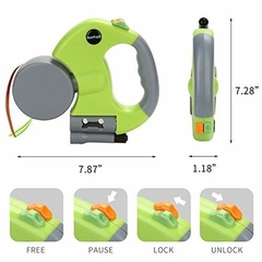 Correa Extensible Para Dos Mascotas + Linterna + Bolsita - comprar online