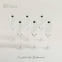 Set X 6 Copas Champagne Cristal de Bohemia Columba Optic 260 ml.