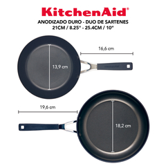 Set x2 Sartenes KitchenAid Antiadherente 21 y 25 cm. Negro Onyx en internet