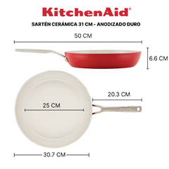 Sarten KitchenAid Antiadherente 31 cm. Rojo - comprar online