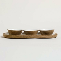 Set x3 Bowls y Bandeja Esmaltada Saha 36 x 13,5 cm. - comprar online