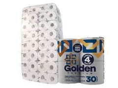 PAPEL HIGIÊNICO BRANCO GOLDEN FOLHA SIMPLES FARDO 16X4X30 MT