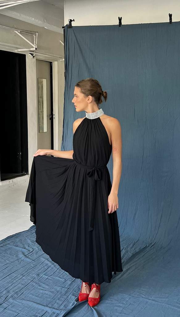 Vestido plisado 2025 largo
