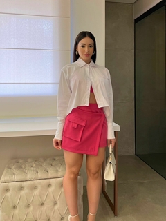 Short saia alfaiataria pink na internet