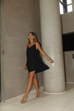 Vestido Alça Viscose Sarjada Black - comprar online