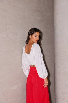 Cropped Manga Longa White - loja online