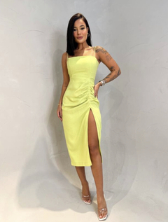 Vestido Midi Linho Trançado - Lima - My Hit Store | Compra Segura de Roupas On-line